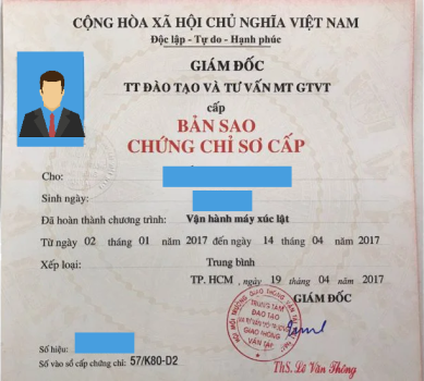 bằng lái máy xúc